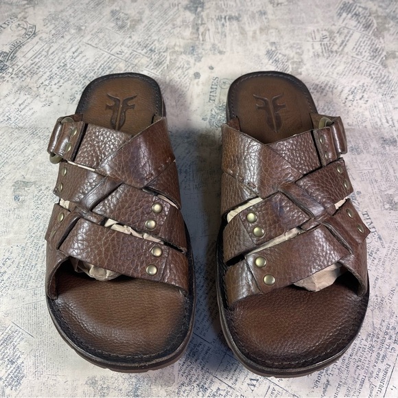 Frye Men Leather LudLow Slide Sandals Size 9 (10.24\